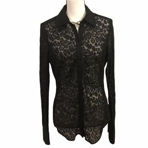 ETCETERA Black Lace Blouse Long Sleeve